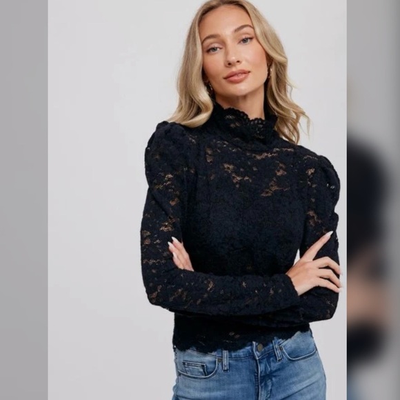 Mock Neck Lace Top - Picture 5 of 6